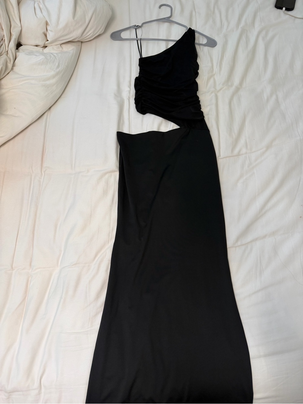 Peppermayo Black One-Shoulder Cutout Maxi Skirt